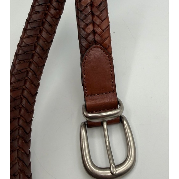 Coach Accessories - Coach Brown Braided Leather Belt Size 40 Woven Leather Silver Buckle Made In Ind